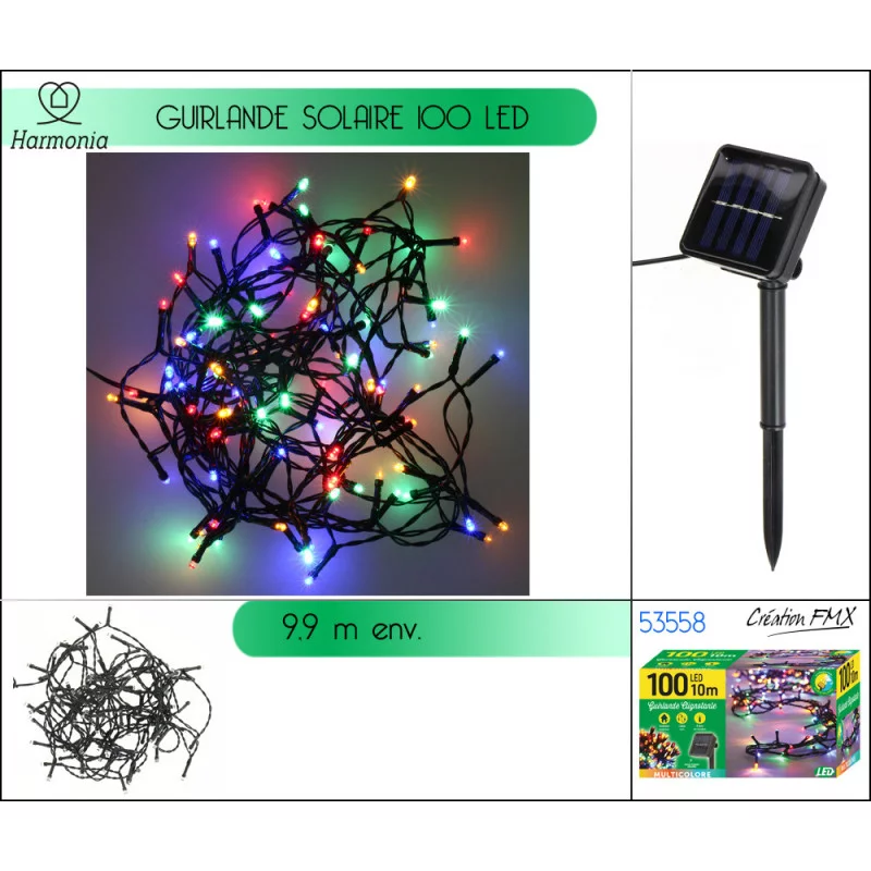 GUIRLANDE SOLAIRE 100 LED MULTICOLORE