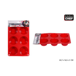 MOULE 6 MUFFINS SILICONE ROUGE