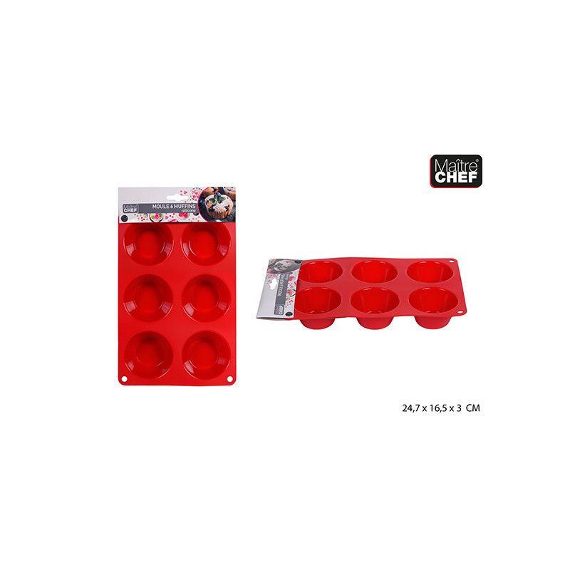 MOULE 6 MUFFINS SILICONE ROUGE