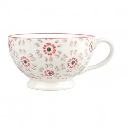 MUG GRES 45CL FLEUR ROUGE