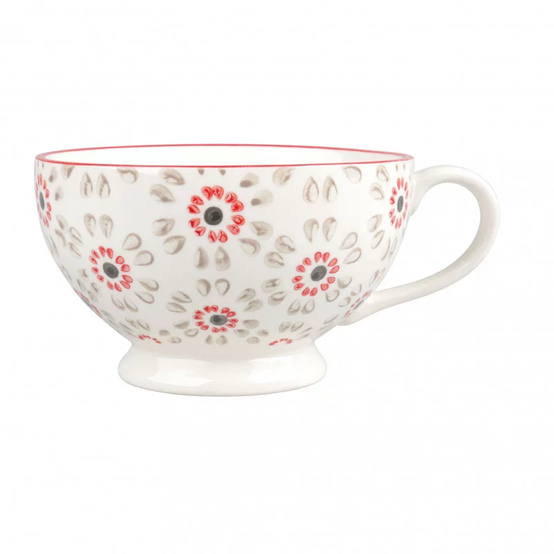 MUG GRES 45CL FLEUR ROUGE