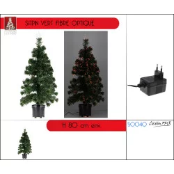 SAPIN VERT FIBRE OPTIQUE MULTICOLORE H80cm