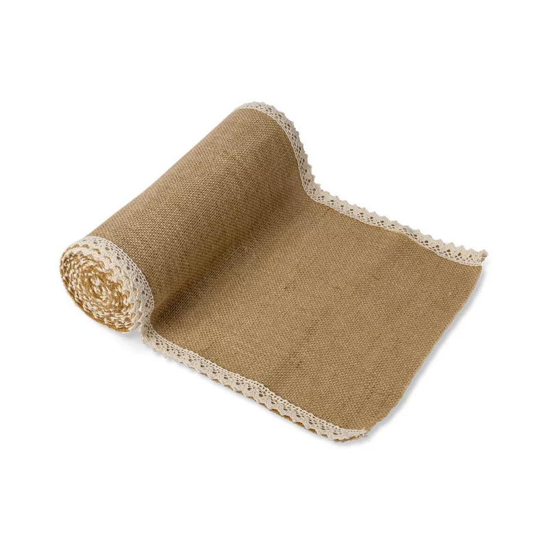 CHEMIN DE TABLE JUTE & DENTELLE
