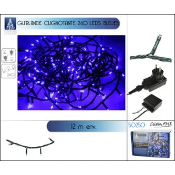 GUIRLANDE CLIGNOTANTE 240 LEDS BLEUES 12M - USAGE EXT/INT