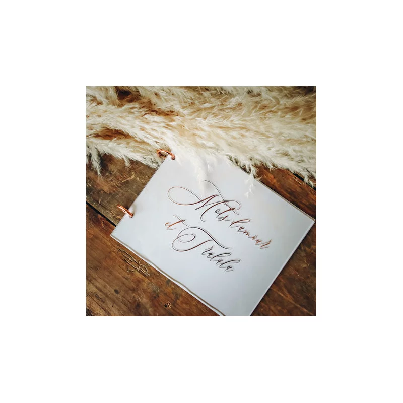 LIVRE D'OR VERRE ACRYLIQUE ET ROSE GOLD