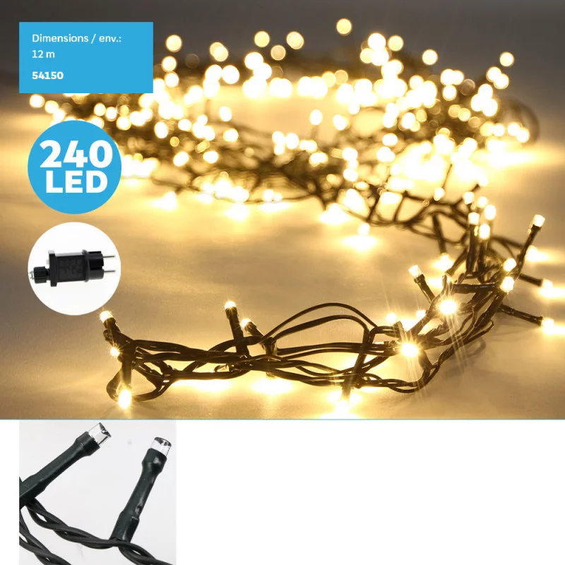 GUIRLANDE 240 LEDS BLANCHES CHAUDES 12M