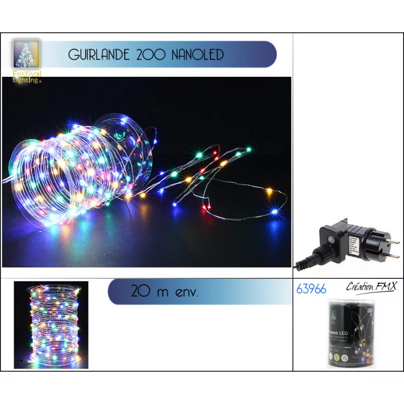 GUIRLANDE 200 NANO LED MULTICOLORE 8 FON