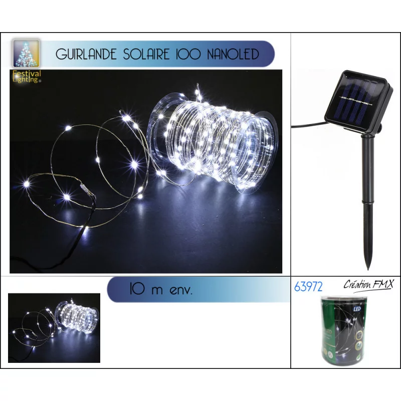 GUIRLANDE SOLAIRE 100 NANO LED BLANC 8 F GUIRLANDE SOLAIRE 100 NANO LED BLANC 8 F