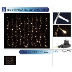 RIDEAU DE PORTE LUMINEUX BLANC CHAUD 180 LED