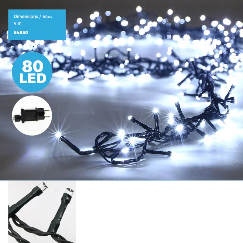 GUIRLANDE 80 LEDS BLANCHES 4M