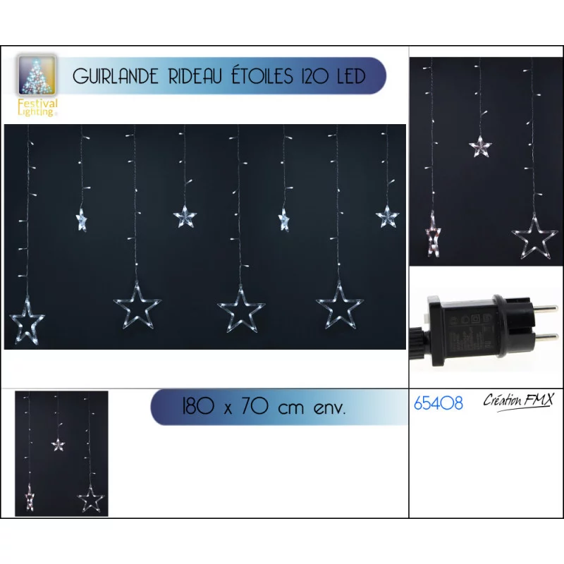 GUILANDE RID ÉTOILES BLANC 96LED 140X70C