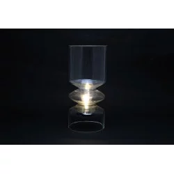 PHOTOPHORE LED VERRE GRIS 13X29CM
