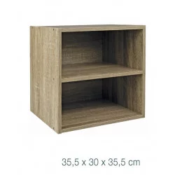 CUBE AVEC ETAGERE BOIS NATUREL 35.5X30X3