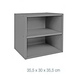 CUBE AVEC ETAGERE GRIS 35.5X30X35.5CM
