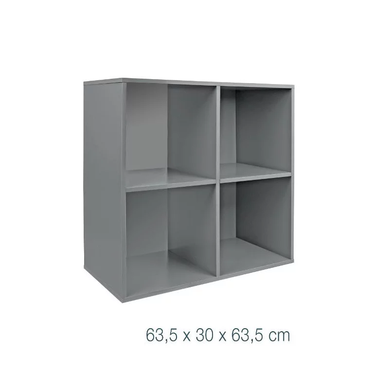 CUBE DE RANGEMENT GRIS 4 CASES 63.5x30x63.5cm