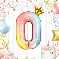 BALLON CHIFFRE COURONNE 70CMS 0