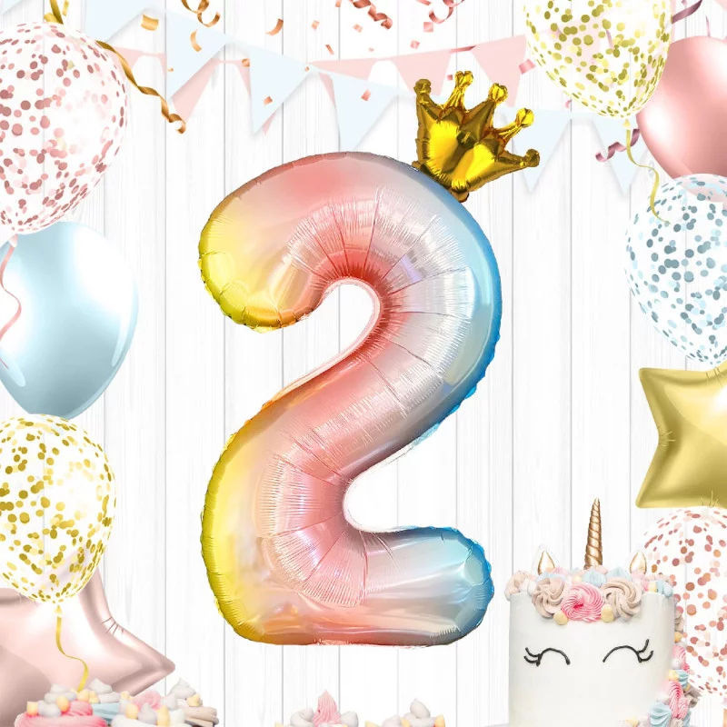 BALLON CHIFFRE COURONNE 70CMS 2