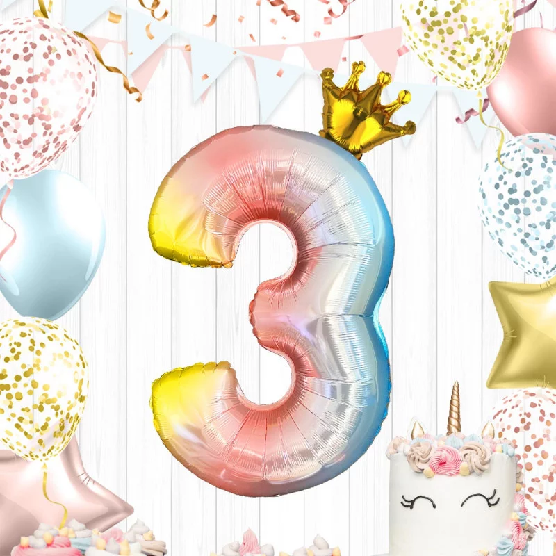 BALLON CHIFFRE COURONNE 70CMS 3