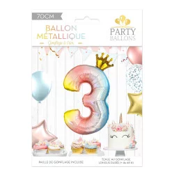 BALLON CHIFFRE COURONNE 70CMS 3