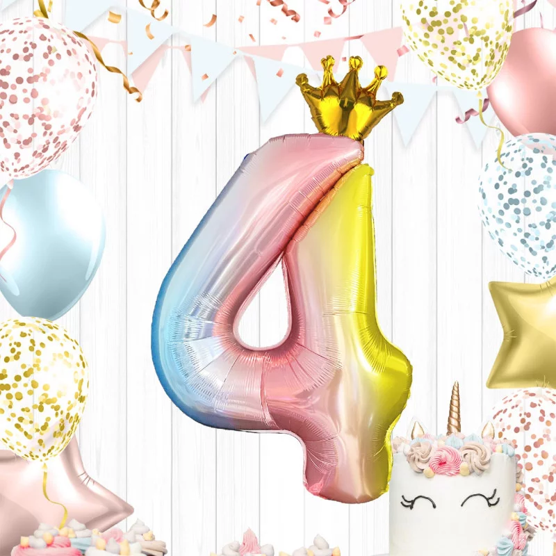BALLON CHIFFRE COURONNE 70CMS 4