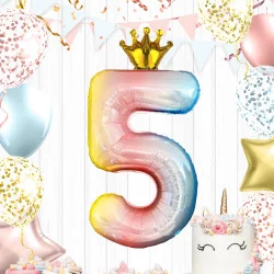 BALLON CHIFFRE COURONNE 70CMS 5
