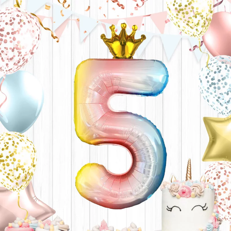 BALLON CHIFFRE COURONNE 70CMS 5