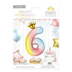 BALLON CHIFFRE COURONNE 70CMS 6