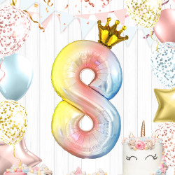 BALLON CHIFFRE COURONNE 70CMS 8