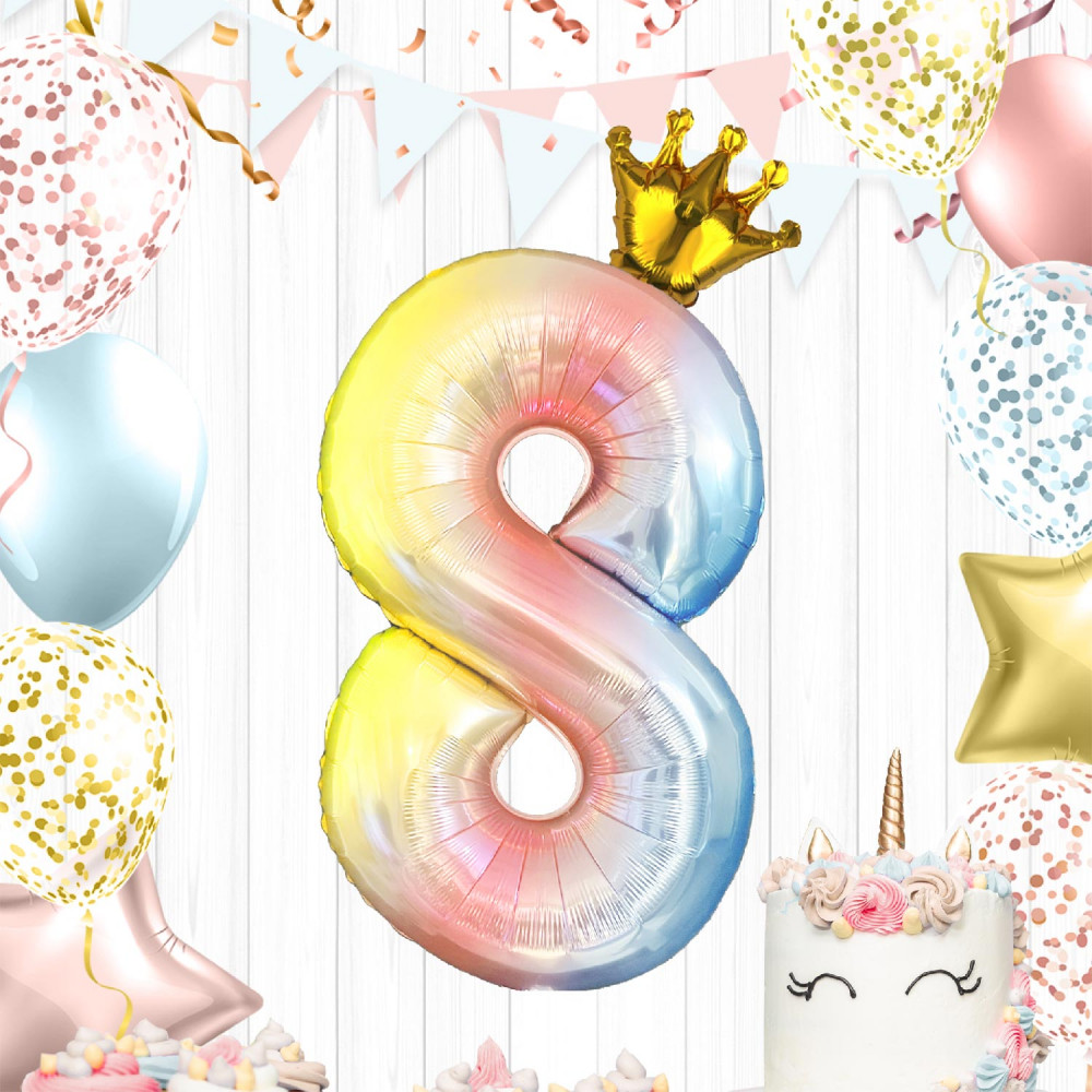 BALLON CHIFFRE COURONNE 70CMS 8