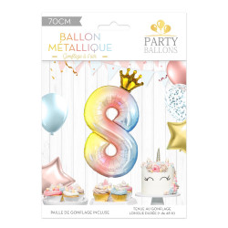 BALLON CHIFFRE COURONNE 70CMS 8