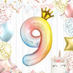 BALLON CHIFFRE COURONNE 70CMS 9