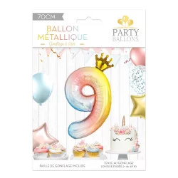 BALLON CHIFFRE COURONNE 70CMS 9