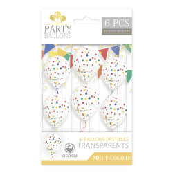 SACHET 6 BALLONS CONFETTIS MULTICOLORES