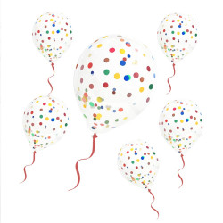 SACHET 6 BALLONS CONFETTIS MULTICOLORES