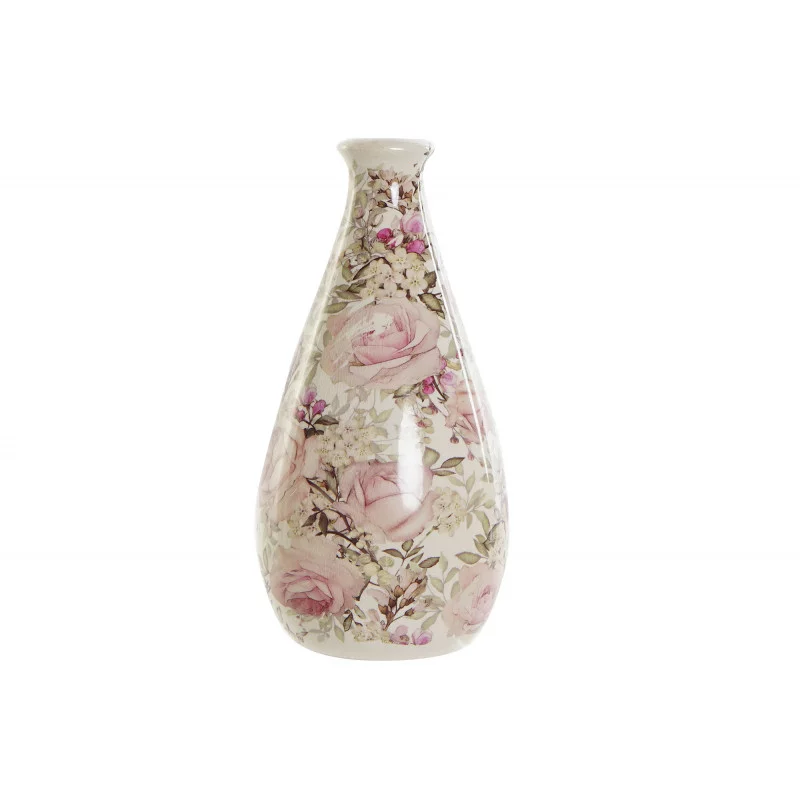 VASE FLEURS ROSES RETRO BLANC 13X13X26 C VASE FLEURS ROSES RETRO BLANC 13X13X26 C