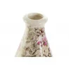 VASE FLEURS ROSES RÉTRO BLANC 13x13x26cm