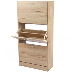 MEUBLE RANGE CHAUSSURES 3 TIROIRS BOIS 60x24x115cm