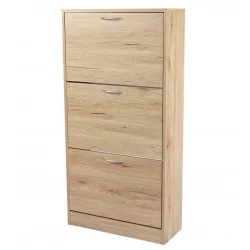 MEUBLE RANGE CHAUSSURES 3 TIROIRS BOIS 60x24x115cm