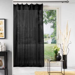 VOILE TISSÉ LINKA NOIR PANNEAU À ANNEAUX 140x240cm