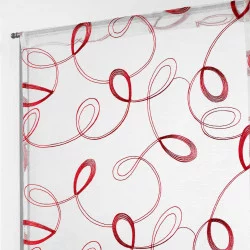 PAIRE VOILAGE SABLÉ BRODÉ DROIT HOOPS ROUGE PASSE TRINGLE 60x90cm