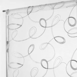 PAIRE HOOPS GRIS 2x60x120CM VOILE SABLE BRODE DROITE PASSE TRINGLE