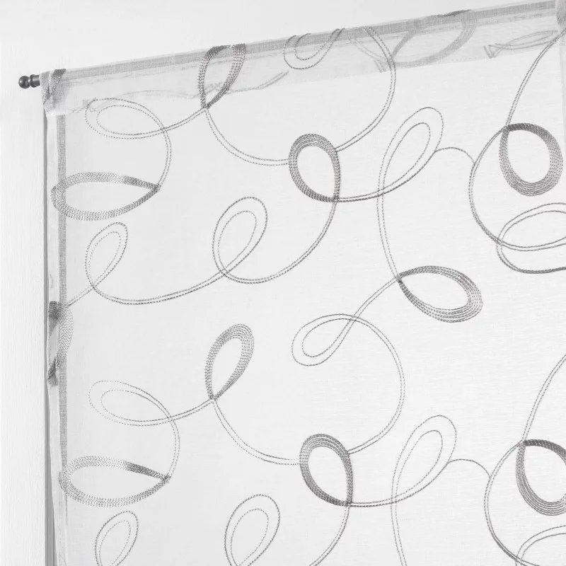 PAIRE HOOPS GRIS 2x60x120CM VOILE SABLE BRODE DROITE PASSE TRINGLE PAIRE HOOPS GRIS 2x60x120CM VOILE SABLE BRODE DROITE PASSE TRINGLE