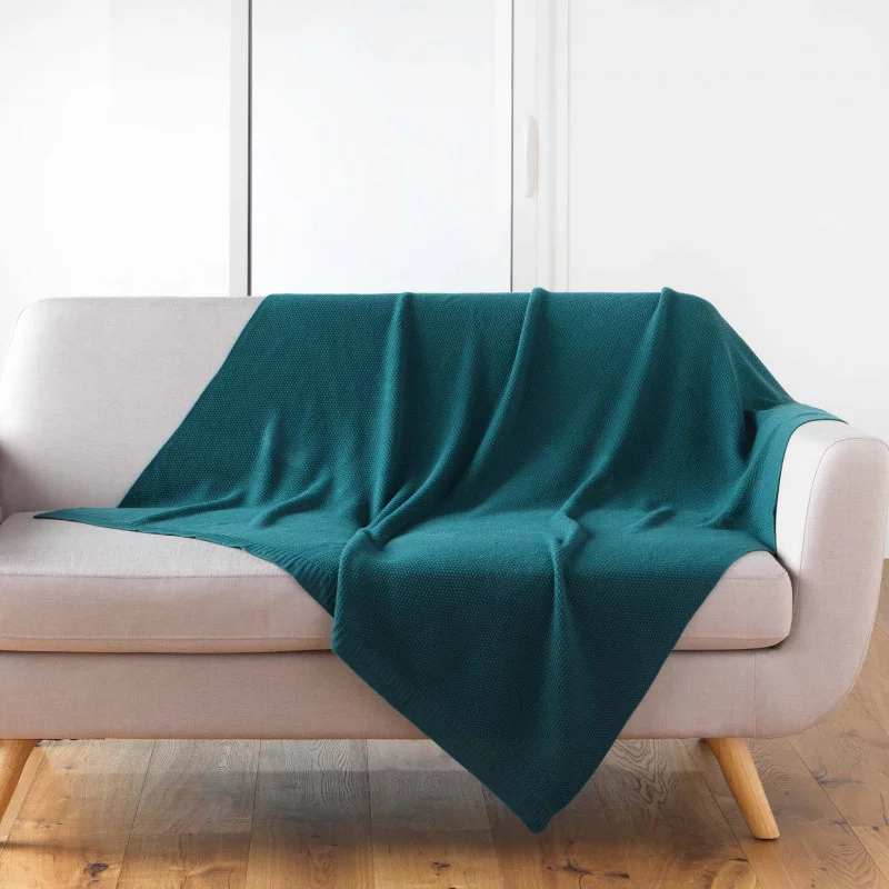 PLAID TRICOTINE EMERAUDE 125x150CM