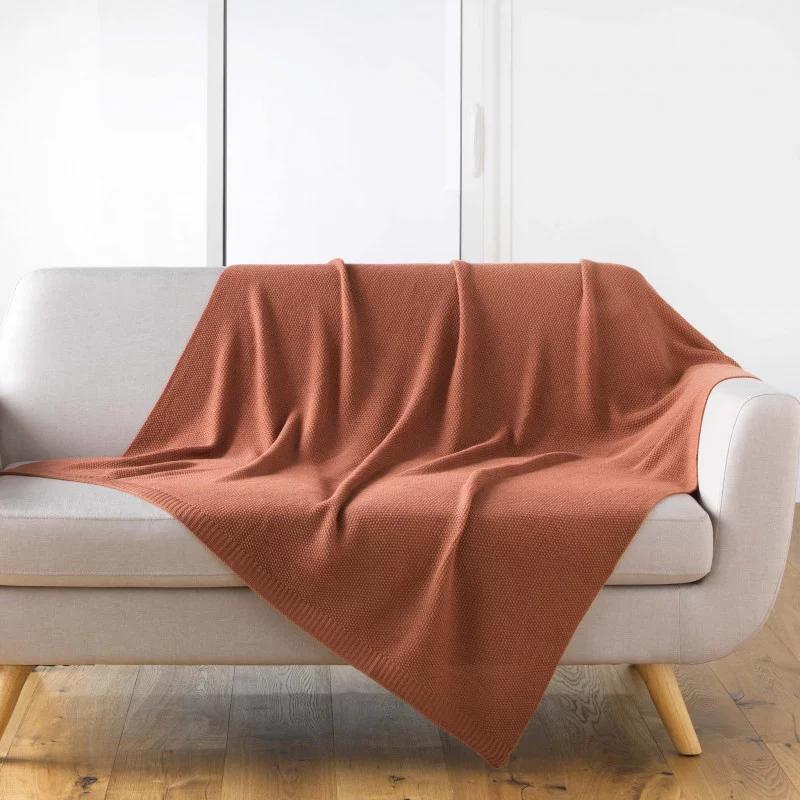 PLAID TRICOTINE TERRACOTTA 125x150CM