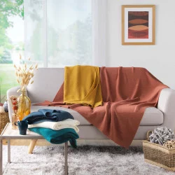 PLAID TRICOTINE TERRACOTTA 125x150CM