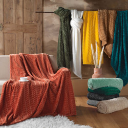 PLAID ARYA CAMEL 180x220CM FLANELLE