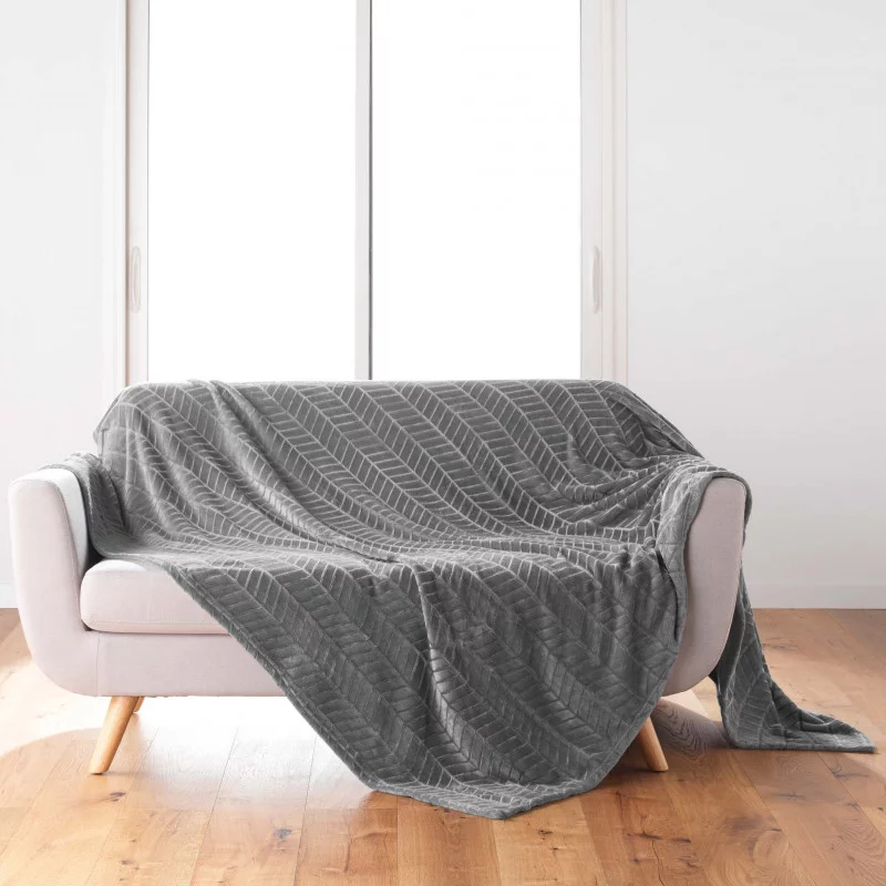 PLAID ARYA GRIS 180x220CM FLANELLE