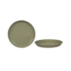 ASSIETTE DESSERT NATUREL VERT TILLEUL GRÈS D20cm