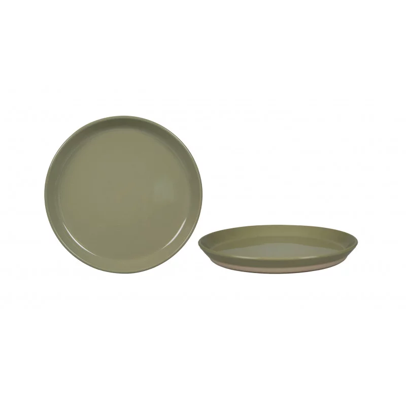 ASSIETTE DESSERT NATUREL VERT TILLEUL GRÈS D20cm