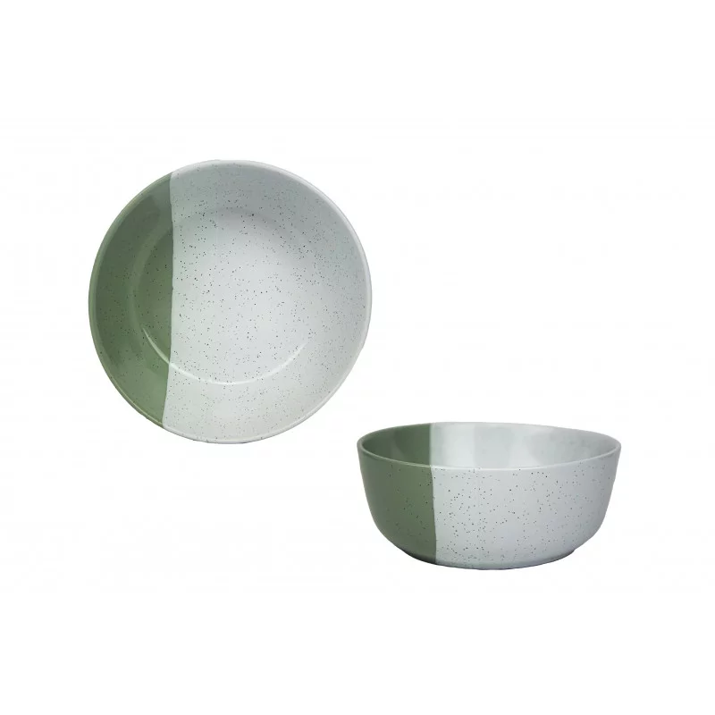 ASSIETTE CREUSE GEO 16CM VERT GRES